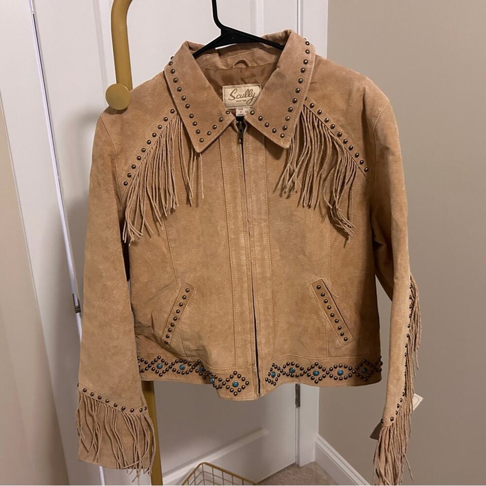 Scully Leather Fringe Western Jacket XL – Studded with Turquoise Accents – NWT - Picture 11 of 11